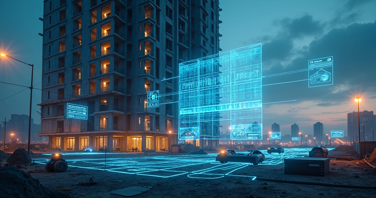 Canteiro de obras em 2026 e tecnologia digital em destaque