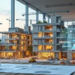 Linha do tempo do ciclo de vida de edifício com manutenção digital e desconstrução planejada
